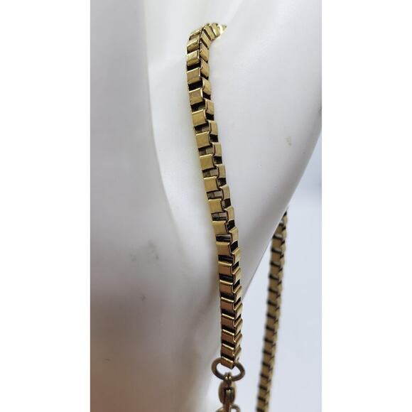 Gold Electroplate on Stainless Steel Box Chain Bracelet 8" Big Size - Picture 7 of 11